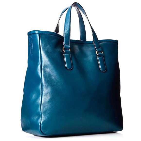 MARC JACOBS Teal Top Handle Oversized Crossbody Leather Tote w Gold Hardware - Picture 7 of 17